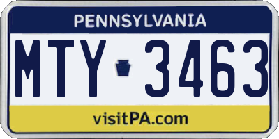 PA license plate MTY3463