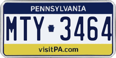 PA license plate MTY3464