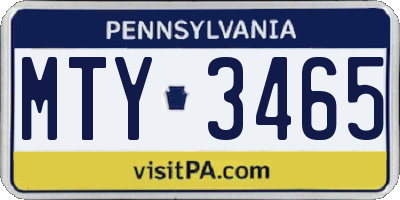 PA license plate MTY3465