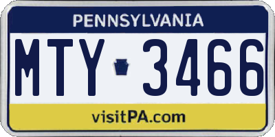 PA license plate MTY3466