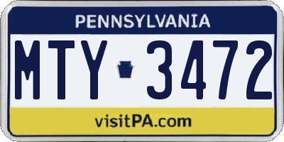 PA license plate MTY3472