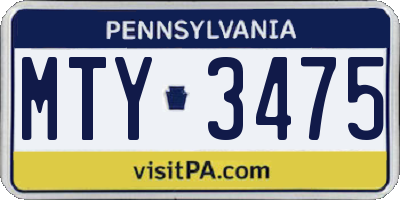 PA license plate MTY3475
