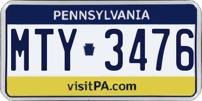 PA license plate MTY3476