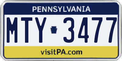 PA license plate MTY3477