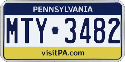 PA license plate MTY3482