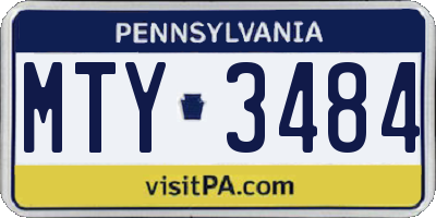 PA license plate MTY3484