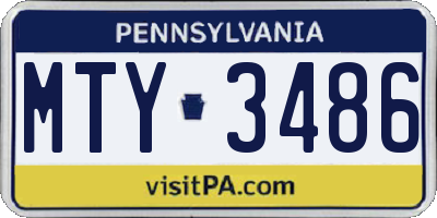PA license plate MTY3486