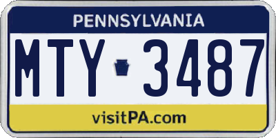 PA license plate MTY3487