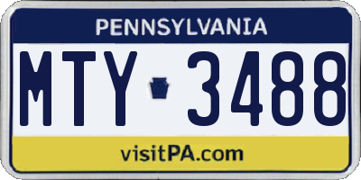 PA license plate MTY3488