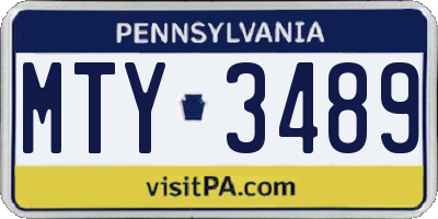 PA license plate MTY3489