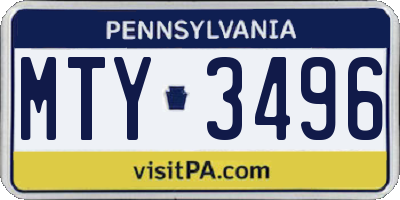 PA license plate MTY3496