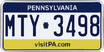 PA license plate MTY3498