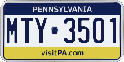 PA license plate MTY3501