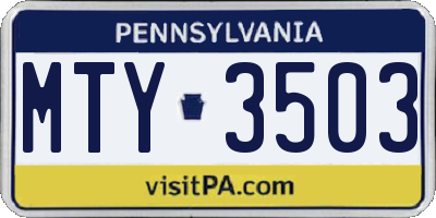 PA license plate MTY3503
