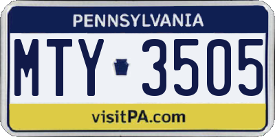 PA license plate MTY3505