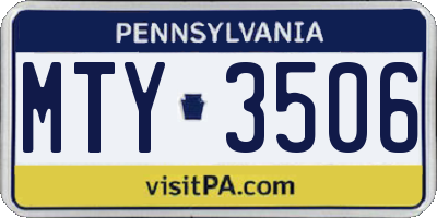 PA license plate MTY3506
