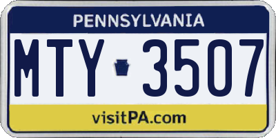 PA license plate MTY3507