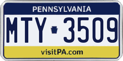 PA license plate MTY3509