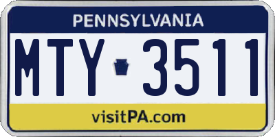 PA license plate MTY3511