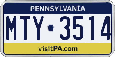 PA license plate MTY3514