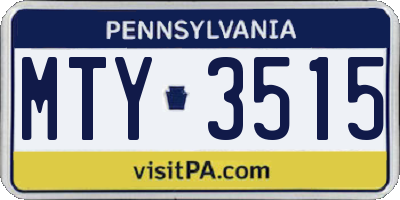 PA license plate MTY3515