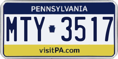 PA license plate MTY3517