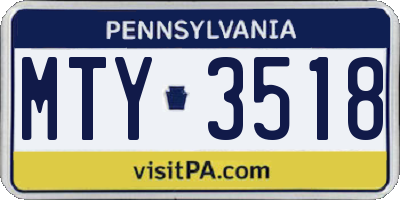 PA license plate MTY3518