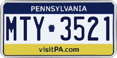 PA license plate MTY3521