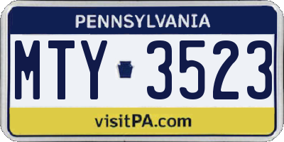 PA license plate MTY3523