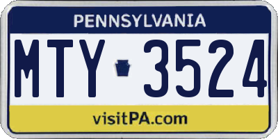 PA license plate MTY3524