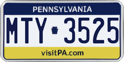 PA license plate MTY3525