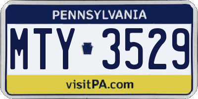 PA license plate MTY3529