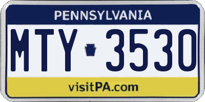 PA license plate MTY3530