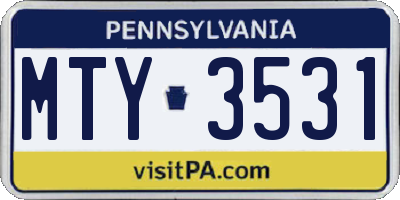 PA license plate MTY3531