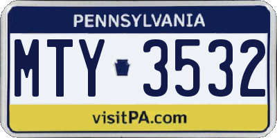 PA license plate MTY3532