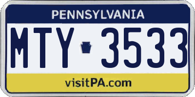 PA license plate MTY3533
