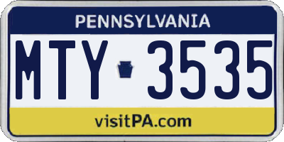 PA license plate MTY3535