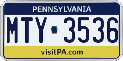 PA license plate MTY3536