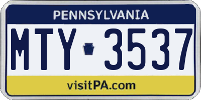 PA license plate MTY3537