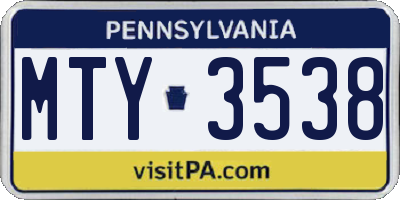 PA license plate MTY3538