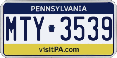PA license plate MTY3539