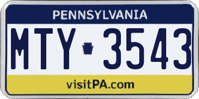 PA license plate MTY3543