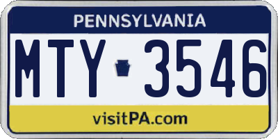 PA license plate MTY3546