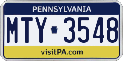 PA license plate MTY3548