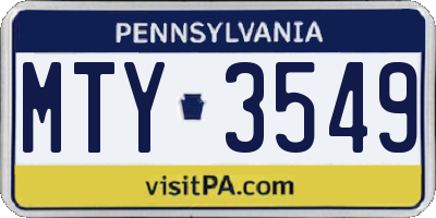 PA license plate MTY3549