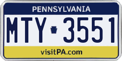 PA license plate MTY3551