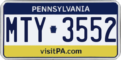 PA license plate MTY3552