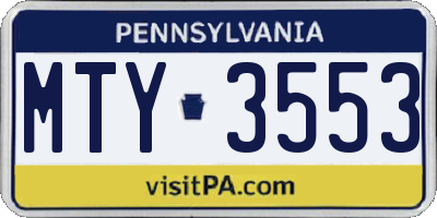 PA license plate MTY3553