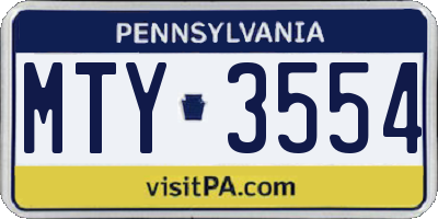 PA license plate MTY3554