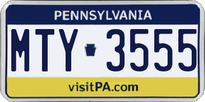 PA license plate MTY3555